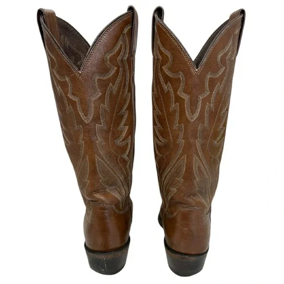 Justin Elmer Western Cowboy‎ Brown Leather Boots Size 6.5D - Picture 5 of 9